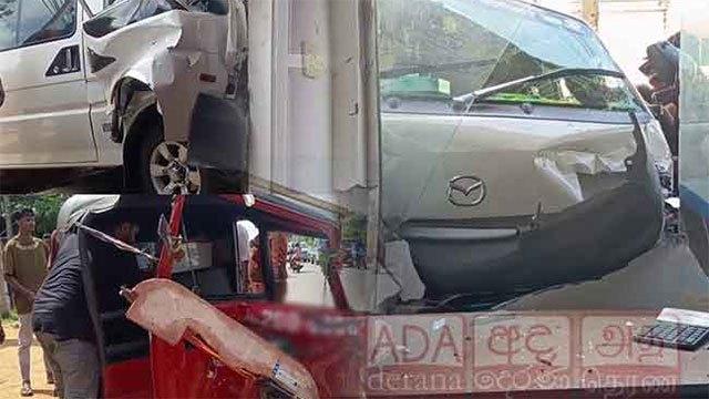 Five hospitalised after van, three-wheeler collision in Thillaiyadi