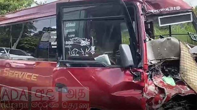 Luxury bus collides with lorry on A9 road in Maradankadawala