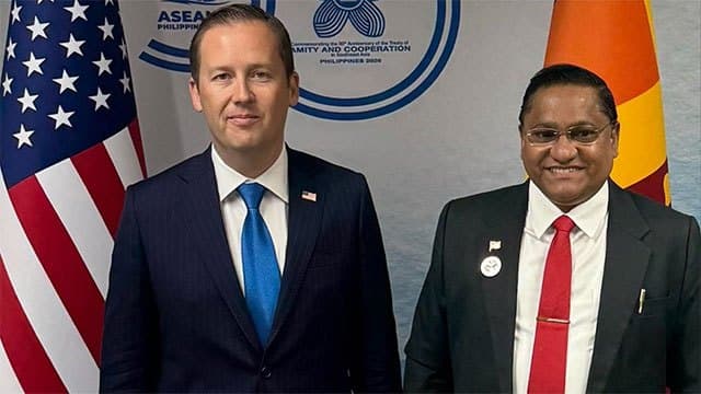 FM Herath holds talks with US Envoy for South Asia on maritime security cooperation
