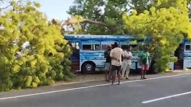 19 injured after bus hits motorcycle and crashes into tree in Weerawila