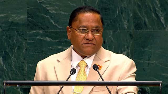 Foreign Minister Vijitha Herath currently delivering Sri Lanka’s National Statement at UNGA