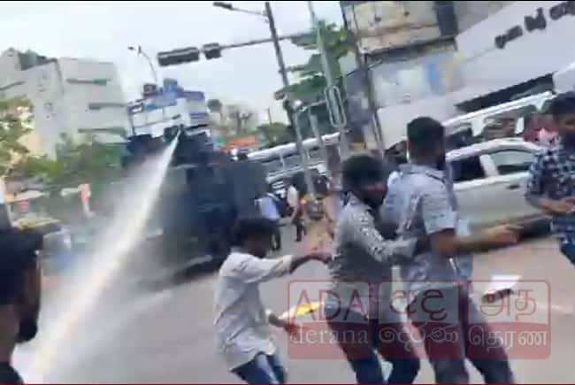 Police fire water cannons at protest in Borella; IUSF convenor arrested