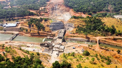 Filling of water in the Moragahakanda Reservoir today