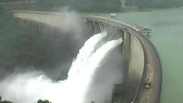 Two spill gates of Victoria Reservoir opened